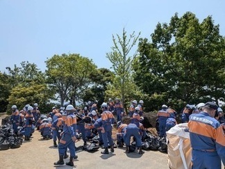 西部防災ステーションでの土のう作成