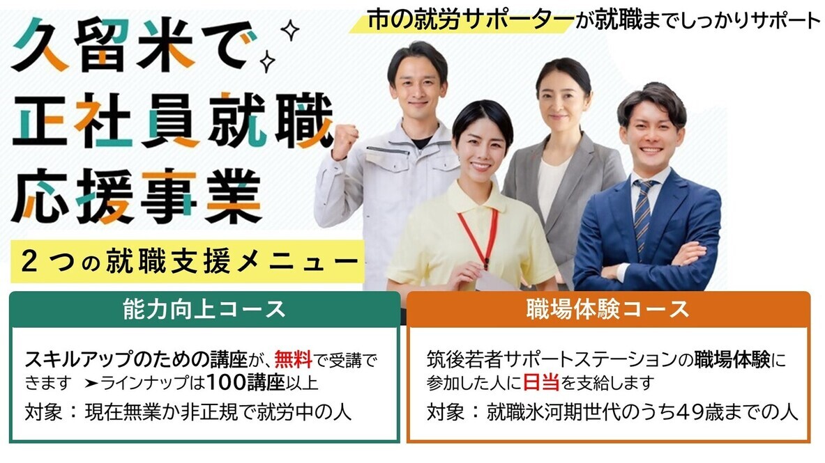 久留米で正社員就職応援事業イメージ